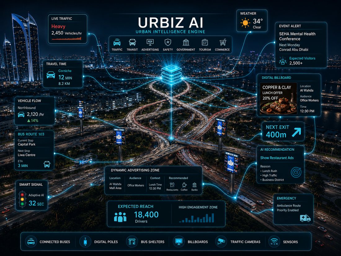 Aerial night view of a smart highway with glowing data lines and traffic intelligence markers